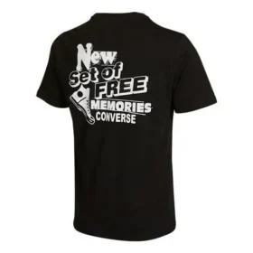 T-shirt casual da uomo Converse con stampa sul retro, collo rotondo e maniche corte, nera