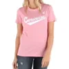 T-shirt con logo centrale sul davanti Taglie asiatiche “Rosa Bianco”