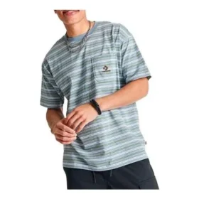 T-shirt con tasca a chevron a strisce, taglie asiatiche “Light Blue”