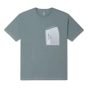 T-shirt con tasca a zip Taglie asiatiche “Verde cenere”