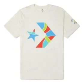T-shirt in jersey di cotone Peace & Unity Taglie asiatiche “Egret”